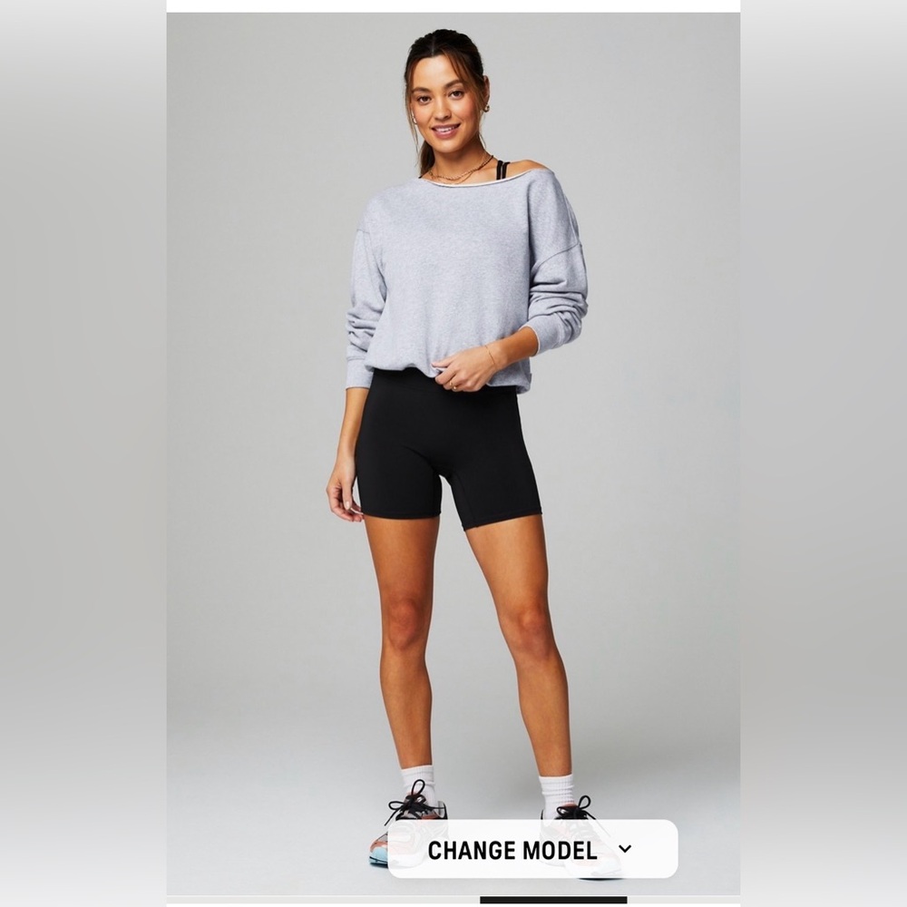 Grey Off-Shoulder Sweatshirt - Picture 3 of 5